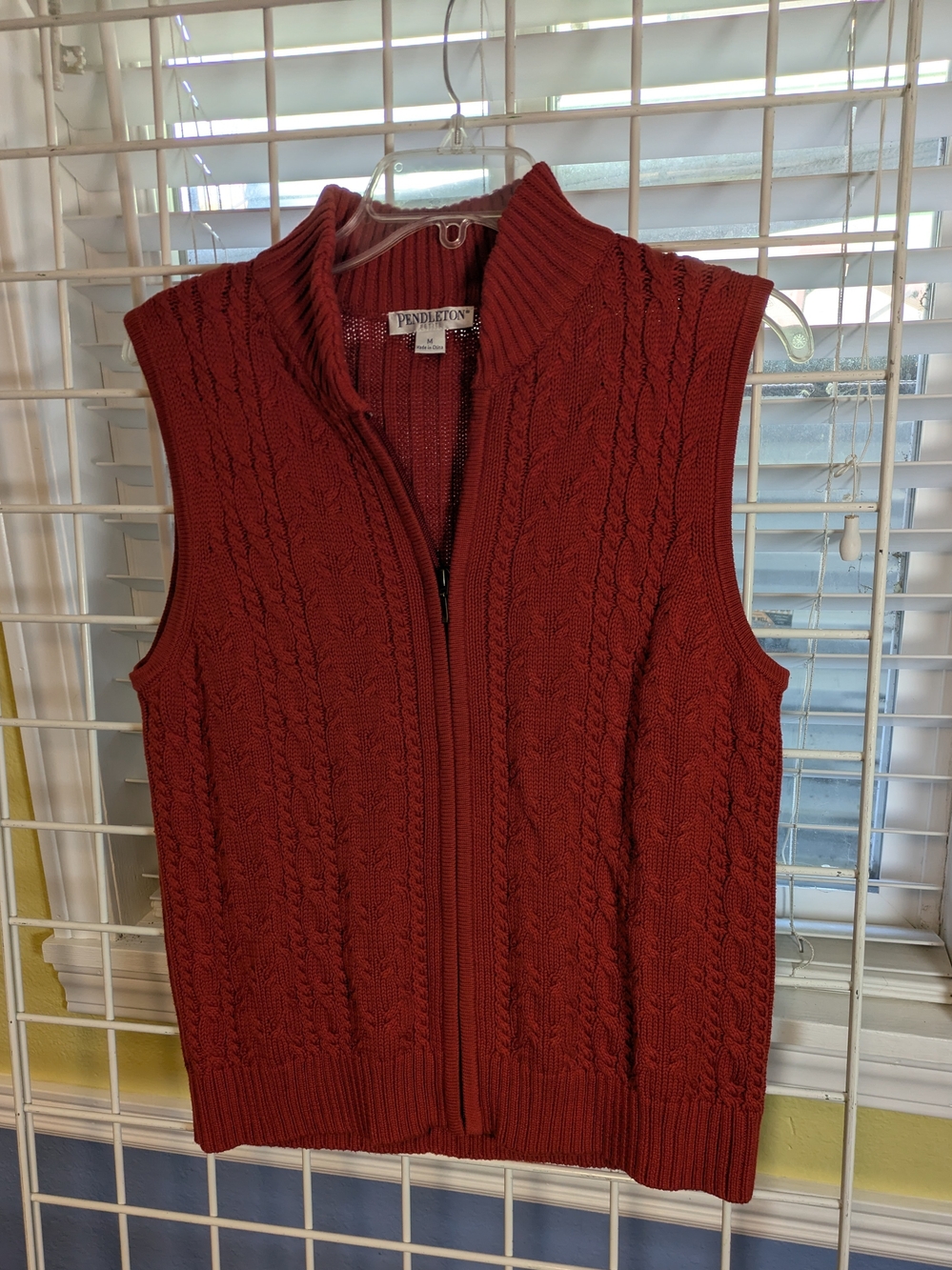 Pendleton Women's Orange Cable Zip-Up Sweater Vest